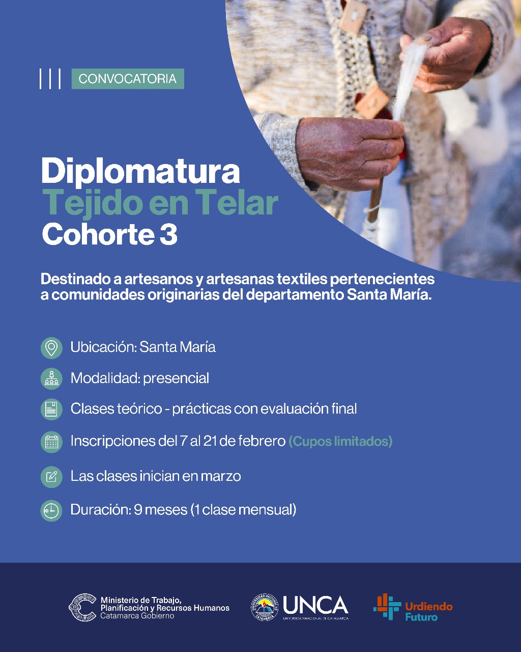 Tercera cohorte de la diplomatura en Tejido en Telar: Urdiendo Futuro