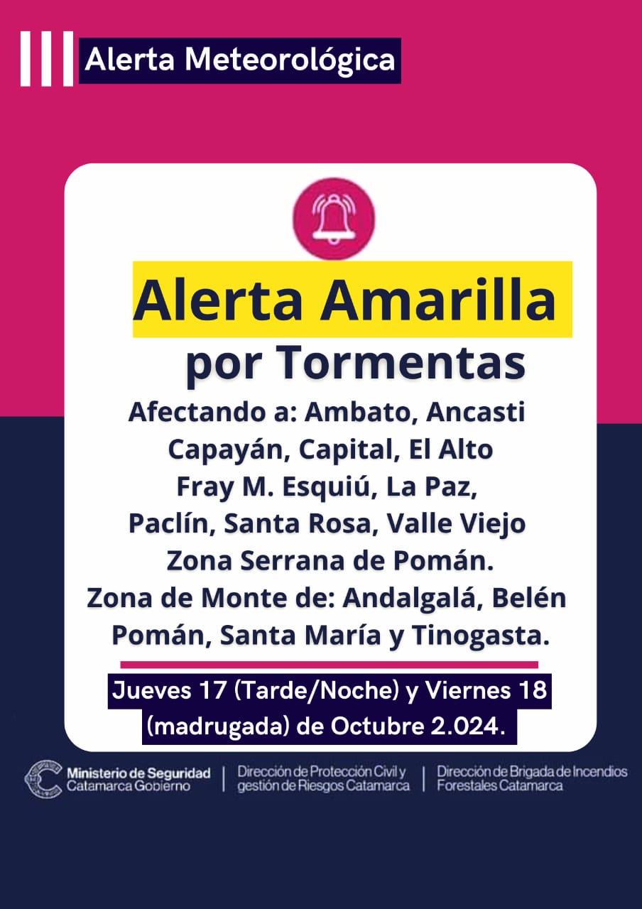 ¡Atención! Alerta amarilla por tormentas 