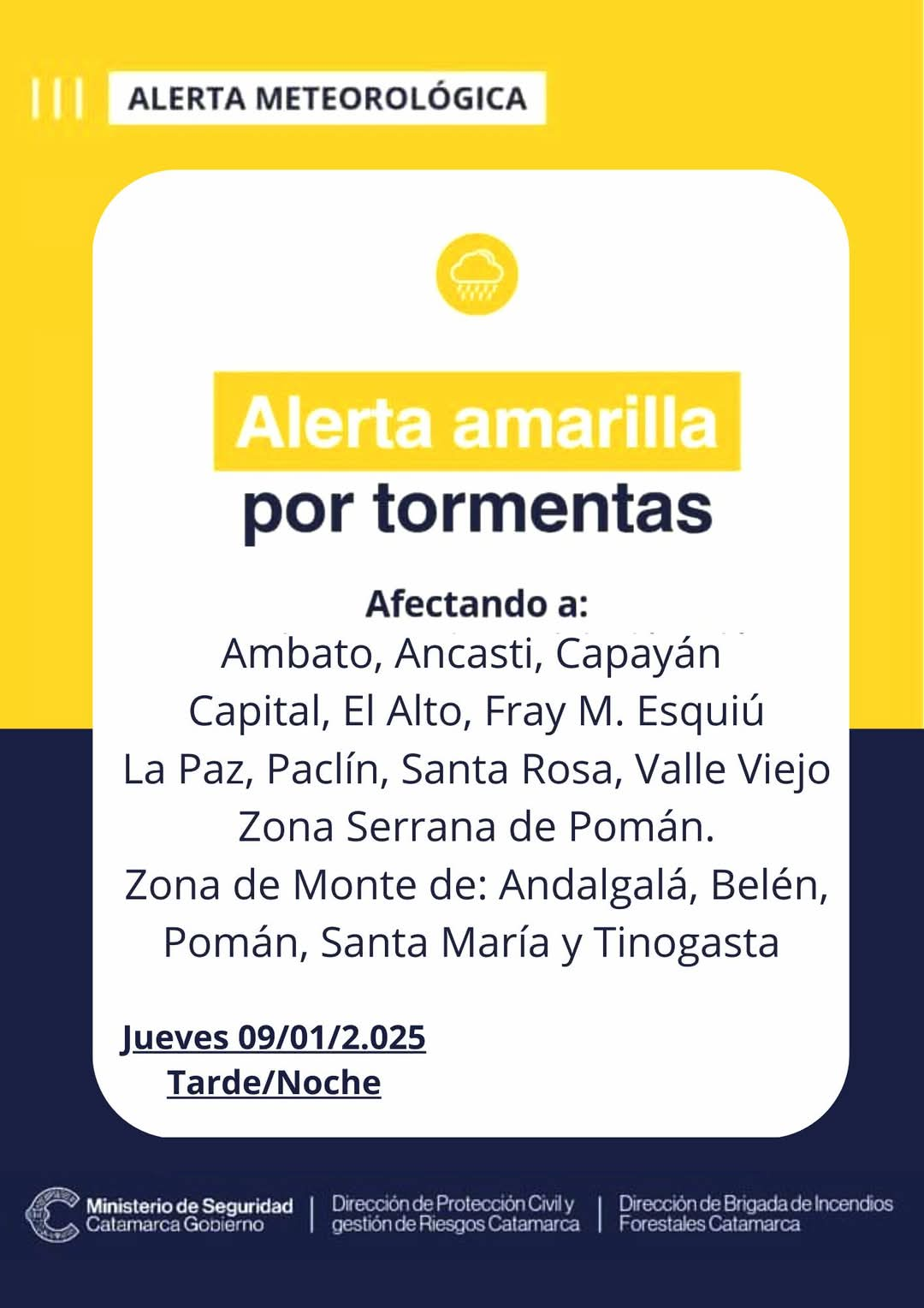 Continúa vigente la alerta por tormentas 