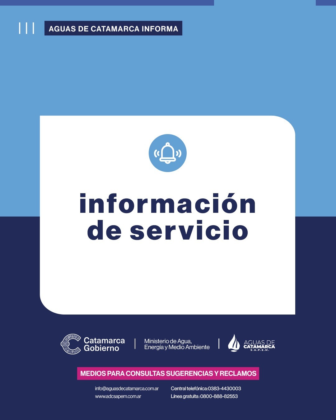 Información de Servicio de agua en Fray Mamerto Esquiú y Valle Viejo 