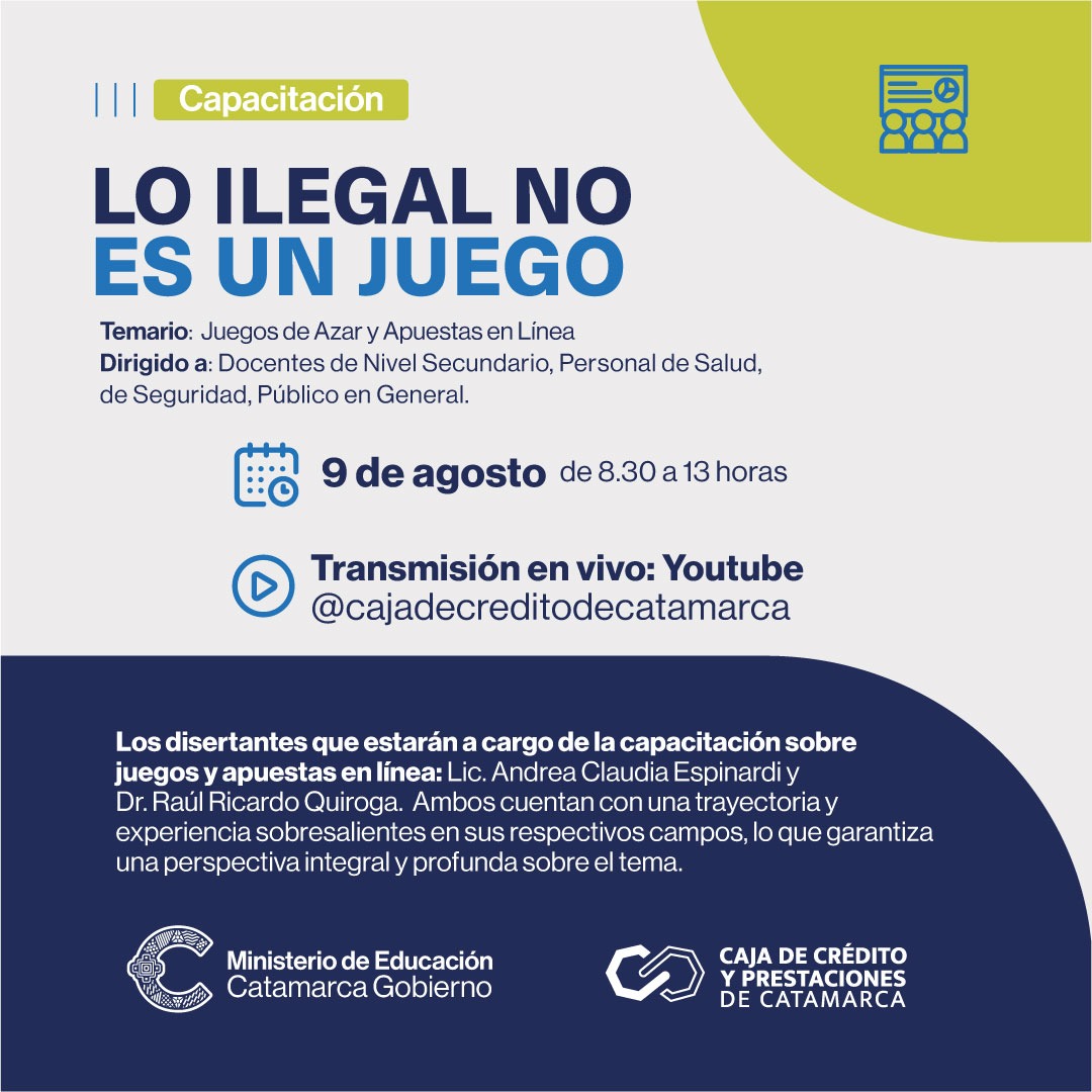 La capacitación “Lo ilegal no es un juego” se transmitirá en vivo