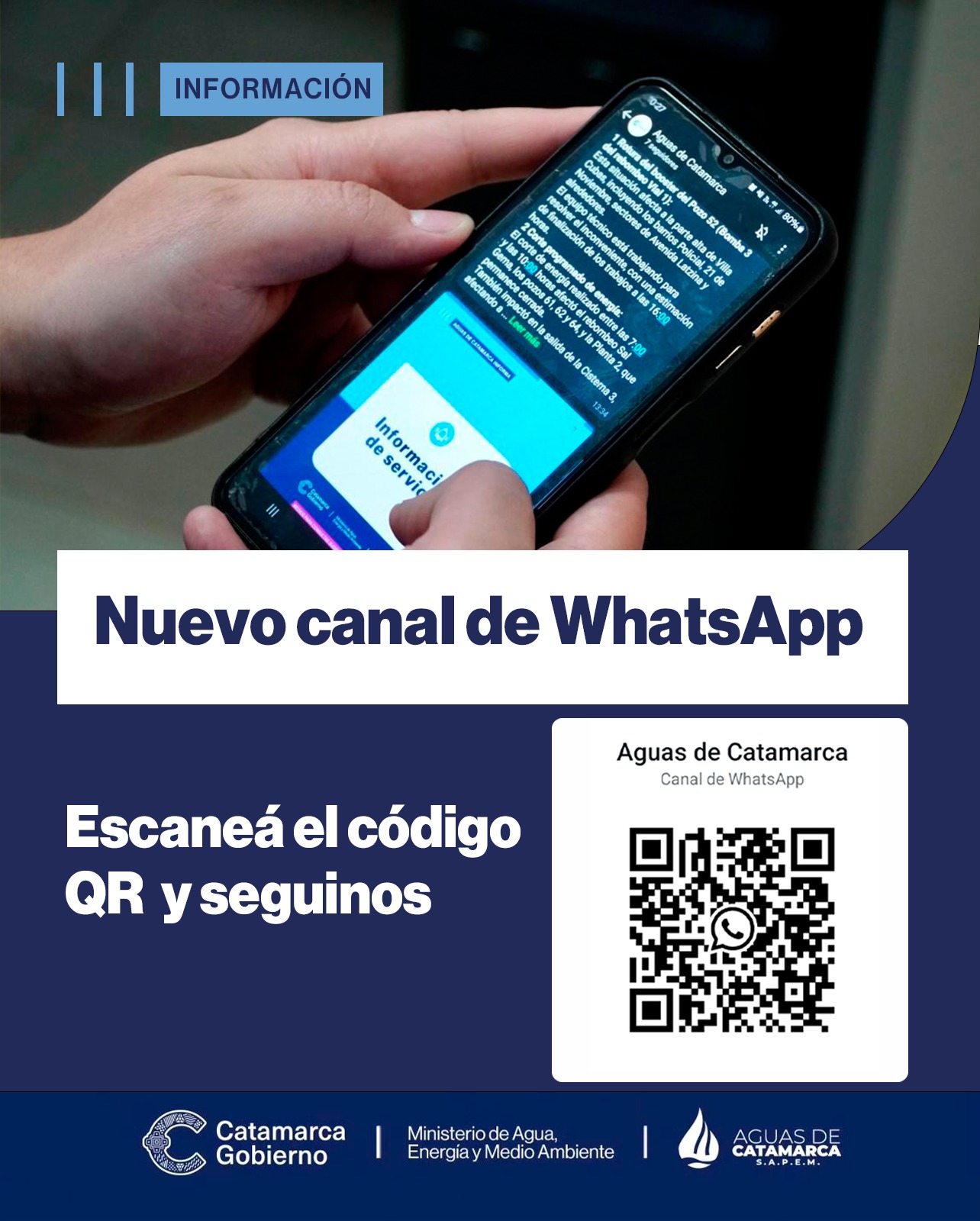 Nuevo canal de WhatsApp de Aguas de Catamarca